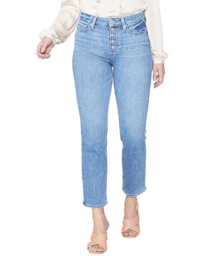 PAIGE Cindy Crop Exposed Button Fly Jean - Blue