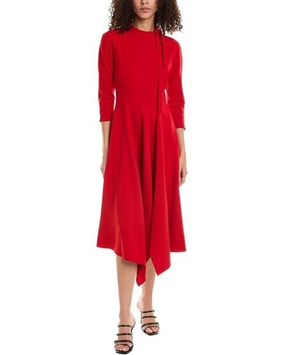 Teri Jon Handkerchief Midi Dress - Red