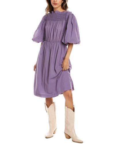 Rebecca Taylor Textured Smock Dress - Purple