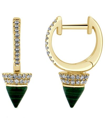 Sabrina Designs 14k 4.29 Ct. Tw. Diamond & Malachite Drop Earrings - White
