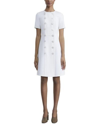 Lafayette 148 New York Double Breasted Wool & Silk-Blend Mini Dress - White