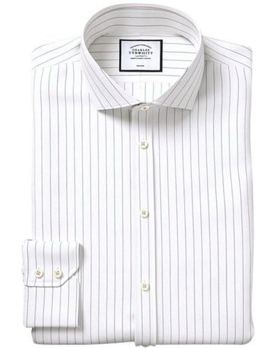 Charles Tyrwhitt Non-Iron Stretch Oxford Fine Stripe Slim Fit Shirt - White