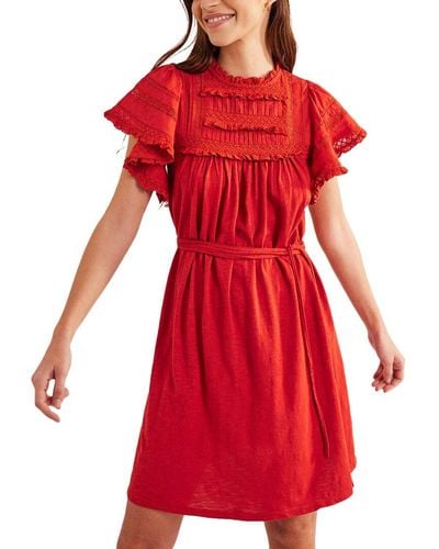 Boden Trim Detail Jersey Mini Dress - Red
