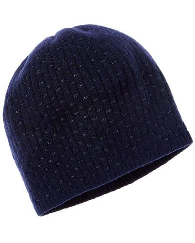 Portolano Whipstitched Lurex Cashmere Hat - Blue