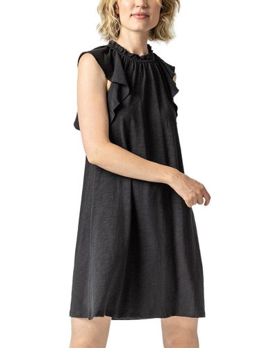 Lilla P Ruffle Trim Mini Dress - Black