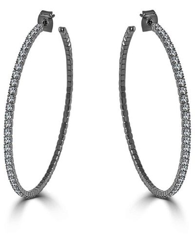 Sabrina Designs 2.5in Crystal Hoop Earrings - Metallic
