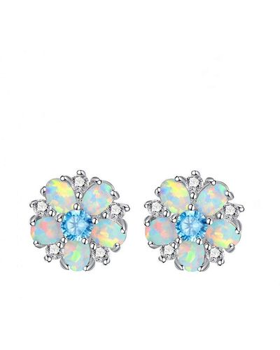 Liv Oliver Silver Plated 20.75 Ct. Tw. Opal Cz Earrings - Blue