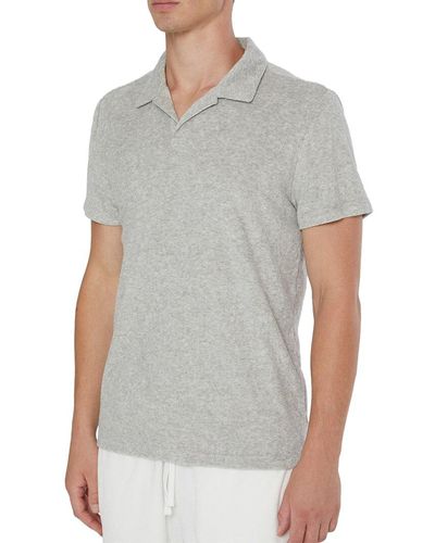Onia Towel Terry Johnny Collar Polo Shirt - Grey
