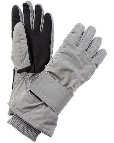 Fendi Ff Leather-trim Gloves - Gray