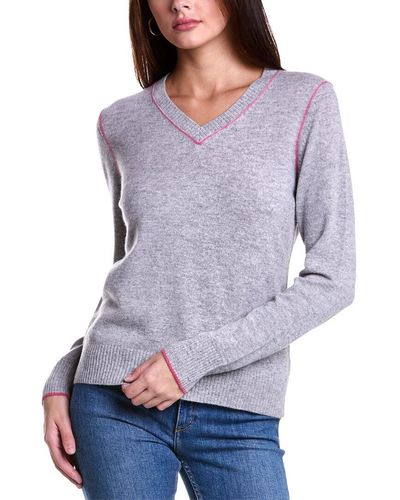 Forte Tipped V-neck Cashmere Sweater - Purple