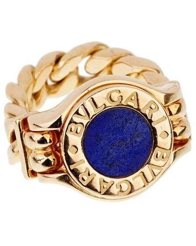 BVLGARI 18K Lapis Chain Link Ring (Authentic Pre-Owned) - White