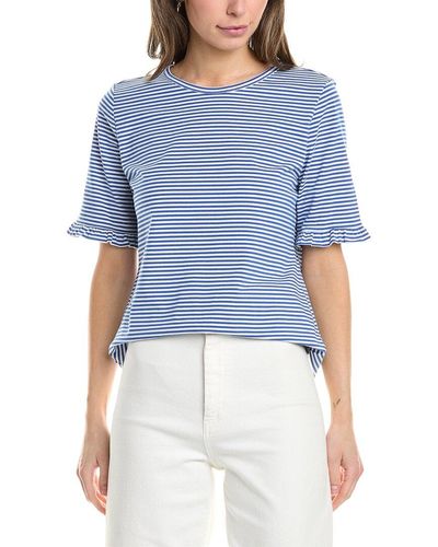 Jones New York Elbow Ruffle Sleeve T-shirt - Blue