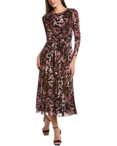 Anne Klein Tie-waist Midi Dress - Brown