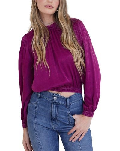 Bella Dahl Smocked Neck Pullover - Purple