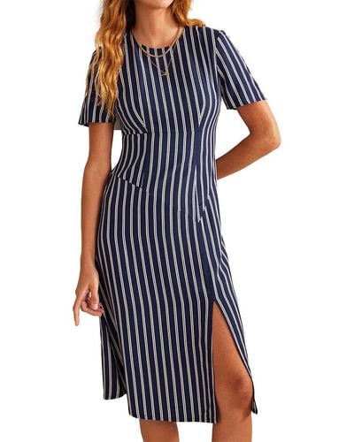 Boden Striped Asymmetric Midi Dress - Blue