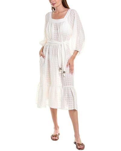 Lisa Marie Fernandez Laure Linen-Blend Midi Dress - White