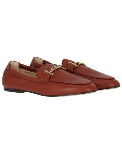Tod's Double T Bar Leather Loafer - Brown