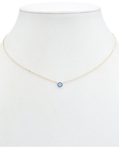 Alanna Bess Jewelry Limited Collection 14k Over Silver Cz Evil Eye Necklace - White