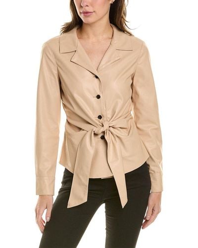 Donna Karan Tie Front Shirt - Natural