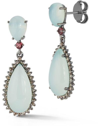 Banji Jewelry Silver 1.20 Ct. Tw. Diamond & Gemstone Drop Earrings - White