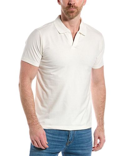 Slate & Stone Jersey Open Collar Polo Shirt - White