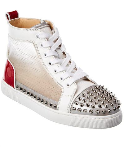 shoes, louboutin, pink, red bottoms, spikes, high top sneakers - Wheretoget