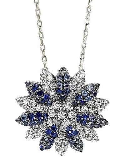 Suzy Levian Silver 1.00 Ct. Tw. Sapphire Necklace - Blue