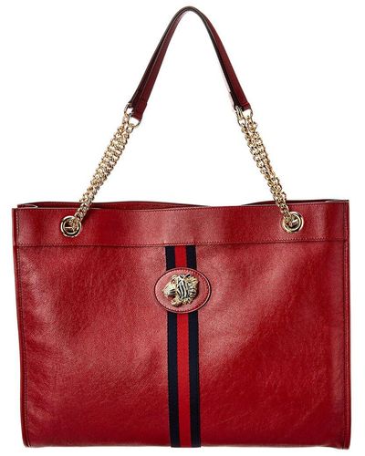 Gucci Rajah Large Leather Tote - Red
