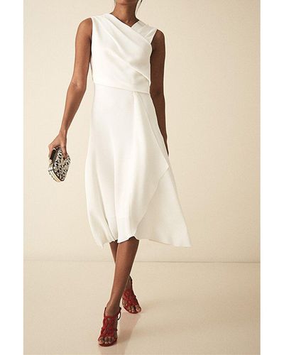 Reiss Marling Wrap Front Midi Dress - Natural