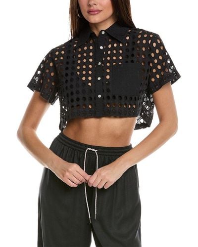 Solid & Striped The Cropped Cabana Shirt - Black