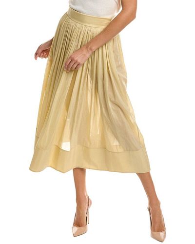 Tory Burch Silk-blend Midi Skirt - Natural