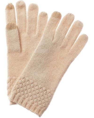 Phenix Honeycomb Detail Cashmere Gloves - Natural