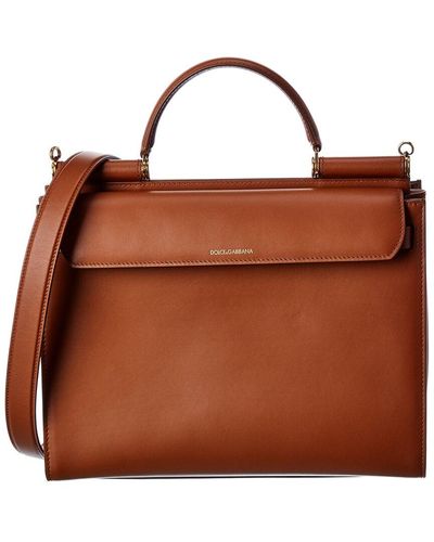 Dolce & Gabbana Sicily 62 Large Leather Tote - Brown