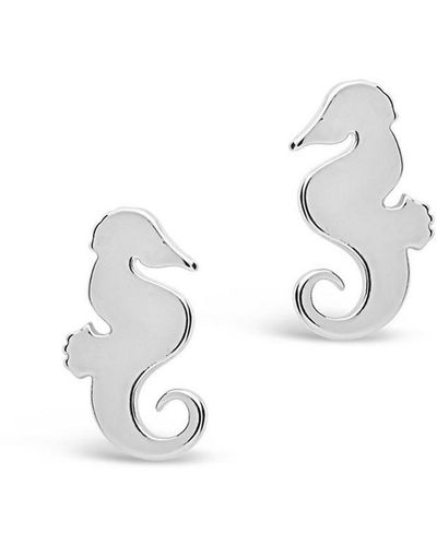 Sterling Forever Seahorse Studs - Multicolor