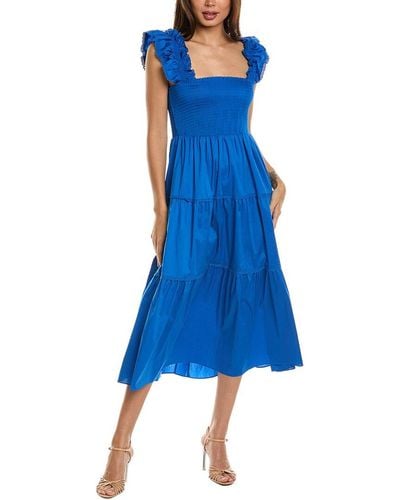 Anne Klein Smocked Midi Dress - Blue