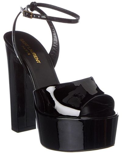 Saint Laurent Sexy 95 Patent Platform Sandal - Black