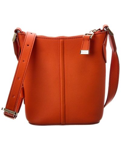 Max Mara Riviers Leather Bucket Bag - Orange