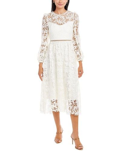 ML Monique Lhuillier Lace Midi Dress - White
