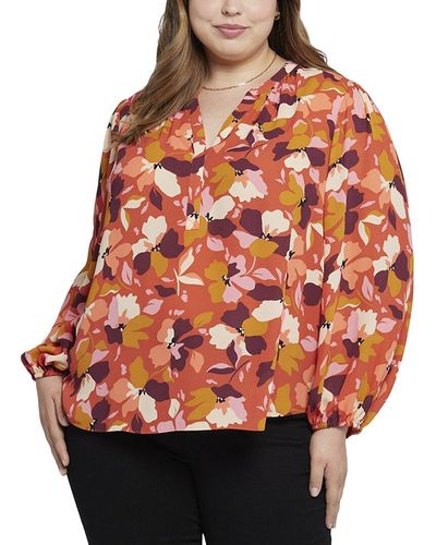 NYDJ Plus Puff Sleeve Popover - Red