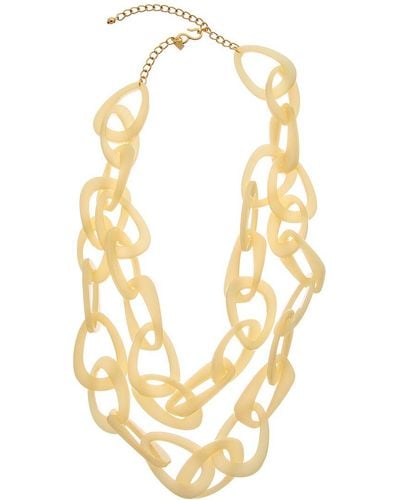 Kenneth Jay Lane Plated Resin Link Necklace - Metallic
