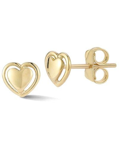 Ember Fine Jewelry 14K Heart Studs - Metallic