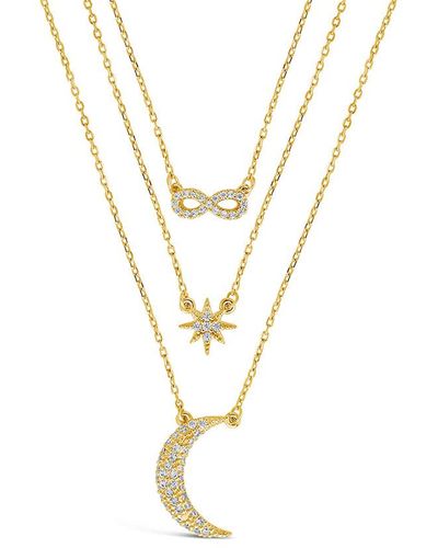 Sterling Forever 14k Plated Cz Celestial Infinity Necklace - Metallic