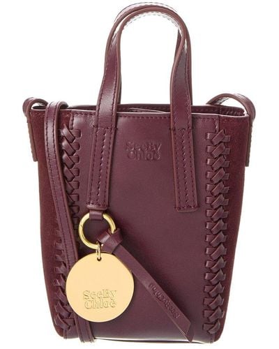 See By Chloé Tilda Mini Leather & Suede Tote - Purple