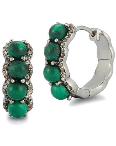 Banji Jewelry Silver 4.06 Ct. Tw. Diamond & Malachite Earrings - Multicolor