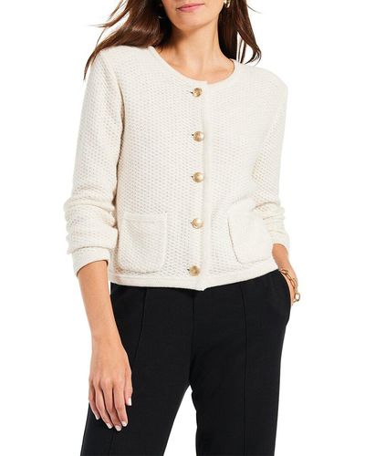 NIC+ZOE Nic+zoe Gilded Texture Sweater Jacket - White