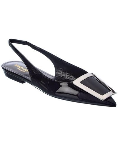 Saint Laurent Vivi Bow Patent Slingback Flat - Black