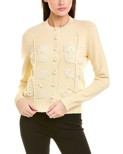 Tory Burch Embroidered Wool & Alpaca-blend Cardigan - Natural