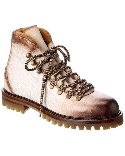 Antonio Maurizi Low Croc-embossed Leather Hiking Boot - Multicolor