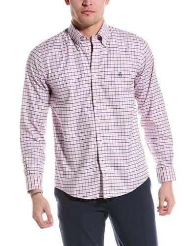 Brooks Brothers Spring Check Regular Fit Woven Shirt - Purple