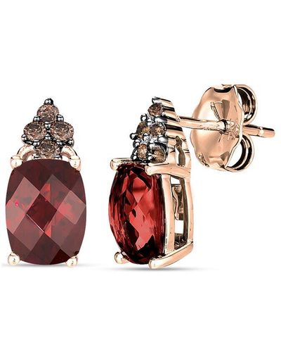 Le Vian ® 14k Rose Gold 2.30 Ct. Tw. Diamond & Rhodolite Earrings - Red